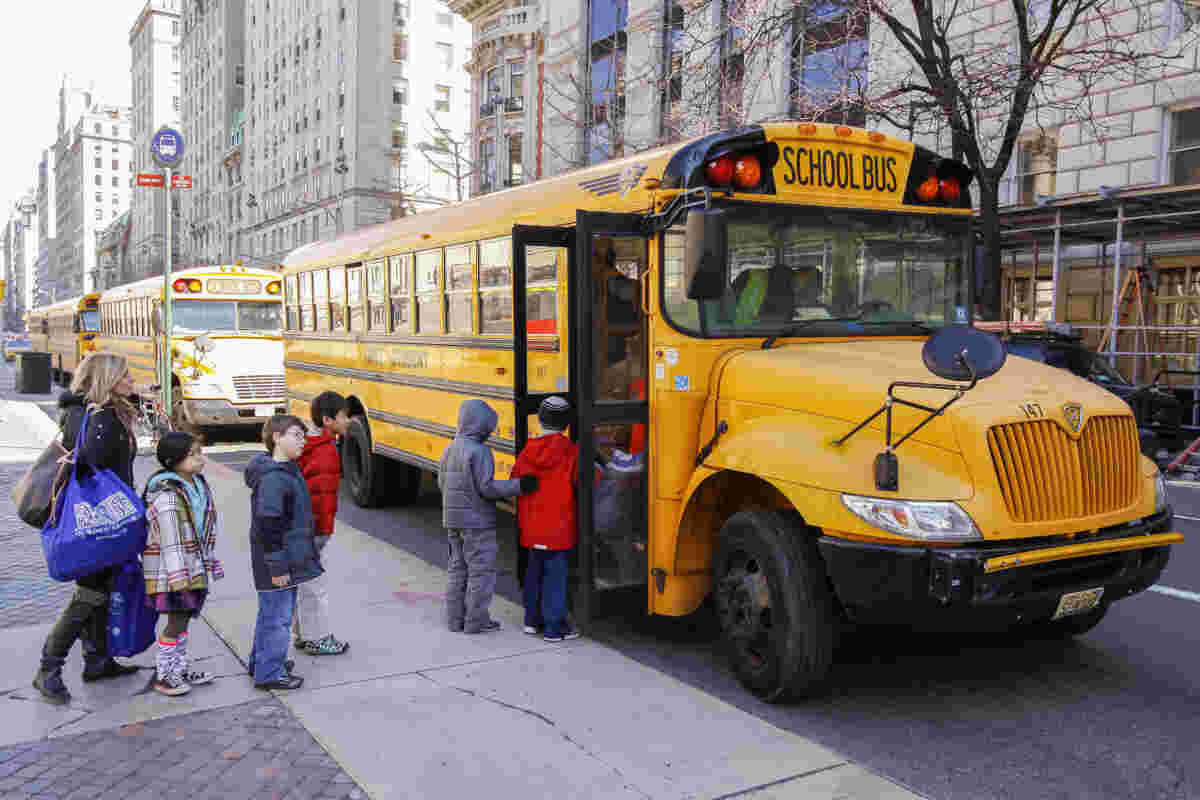 Transportation Students Boarding Bus