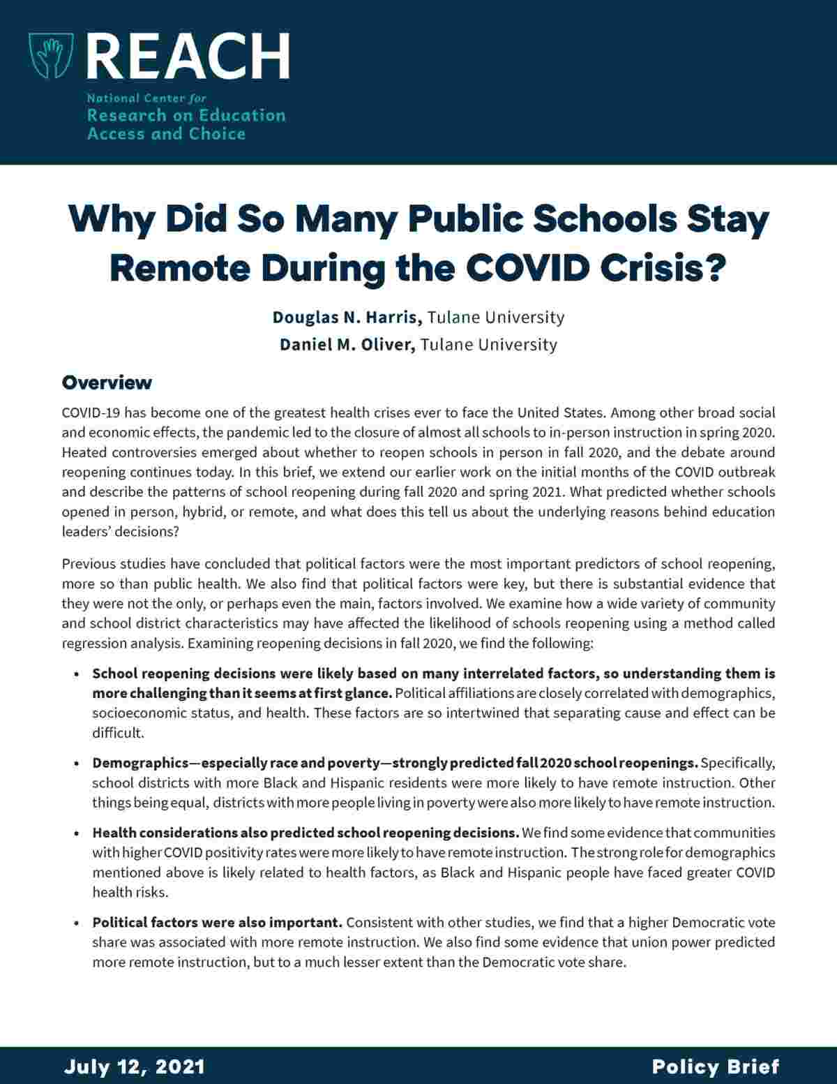 COVER COVID Reopenings Fall Spring