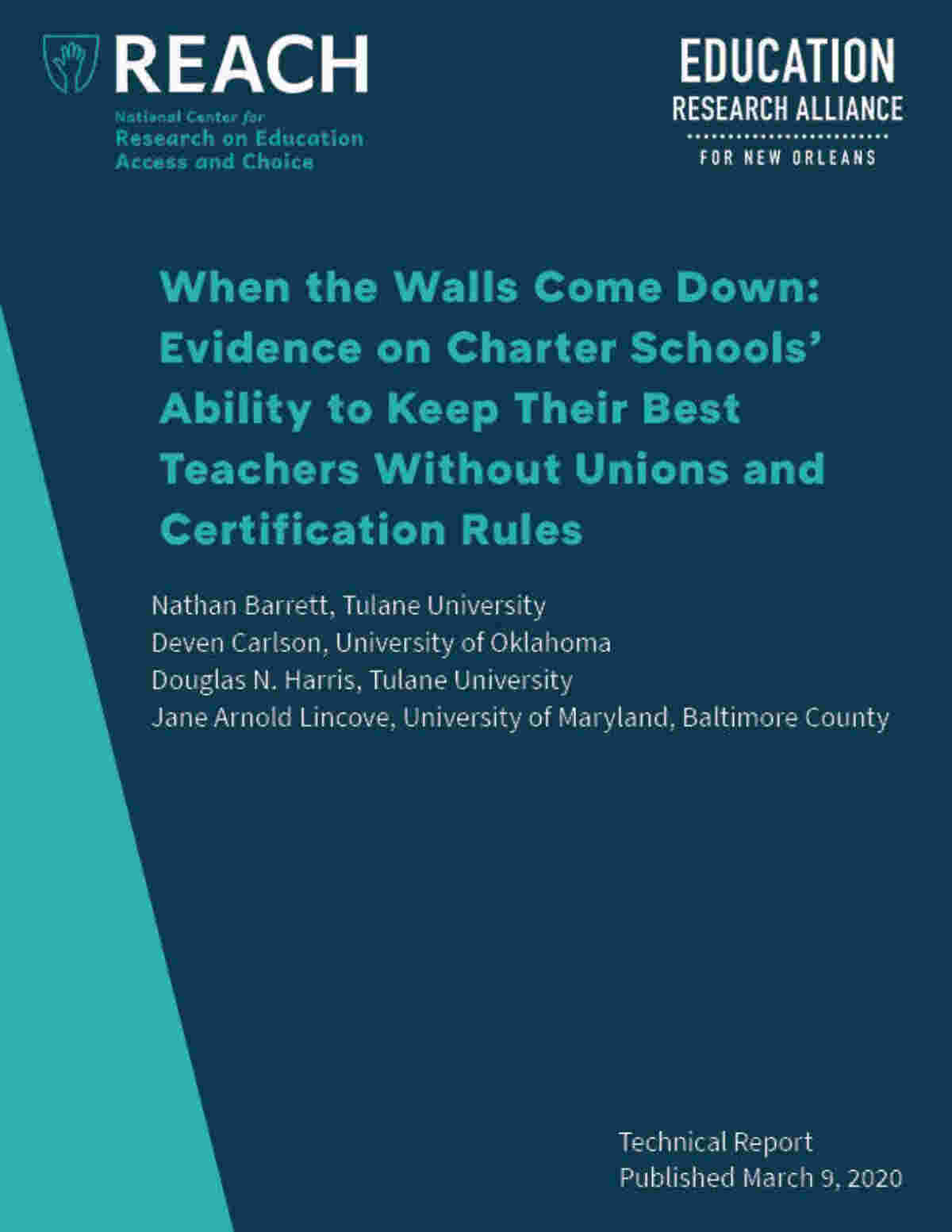 Cover of the REACH technical report on retention and rewards for teachers in New Orleans